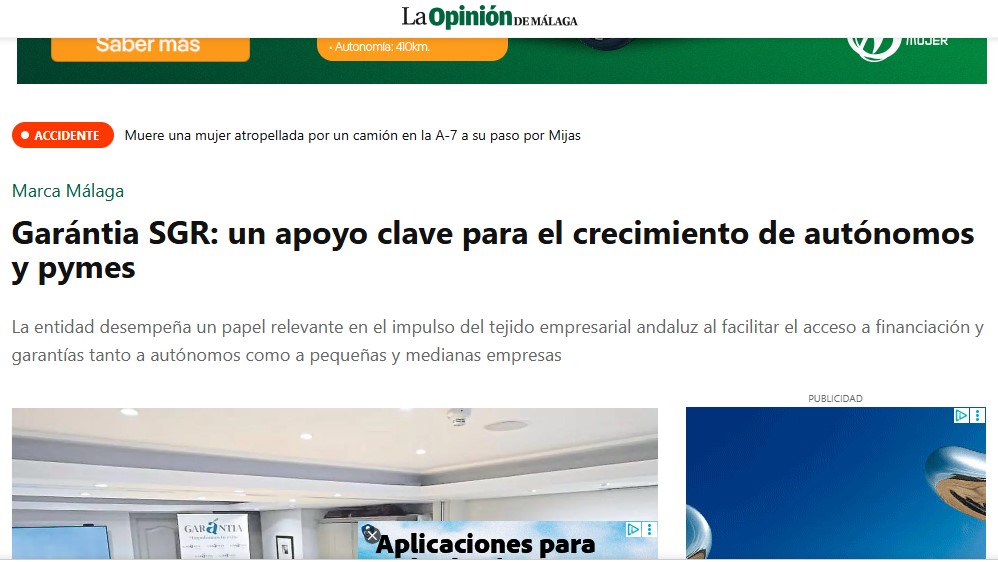 imagen de En La Opinión de Málaga -  Garántia, un apoyo clave para el crecimiento de autónomos y pymes